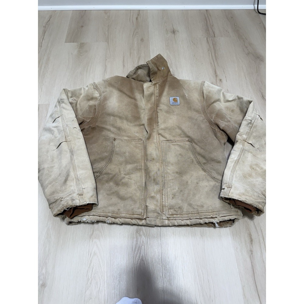 Vintage 90's Distressed Brown Carhartt Full Zip Traditional Jacket Men's Size XL